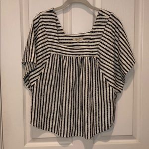 Madewell butterfly sleeve navy and white top sz M